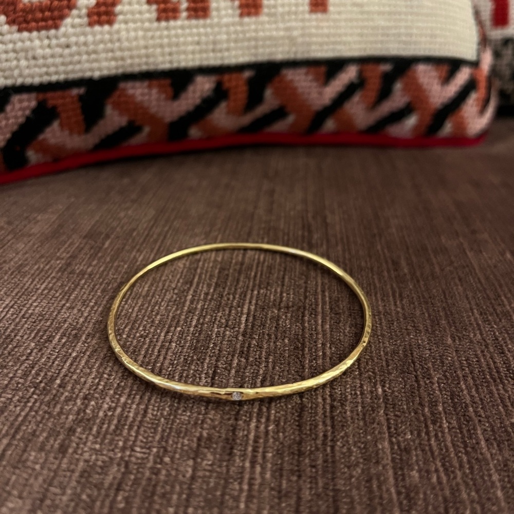 (Bangle 1 of 2)—Jennifer Meyer Hammered Bangle with Diamond
